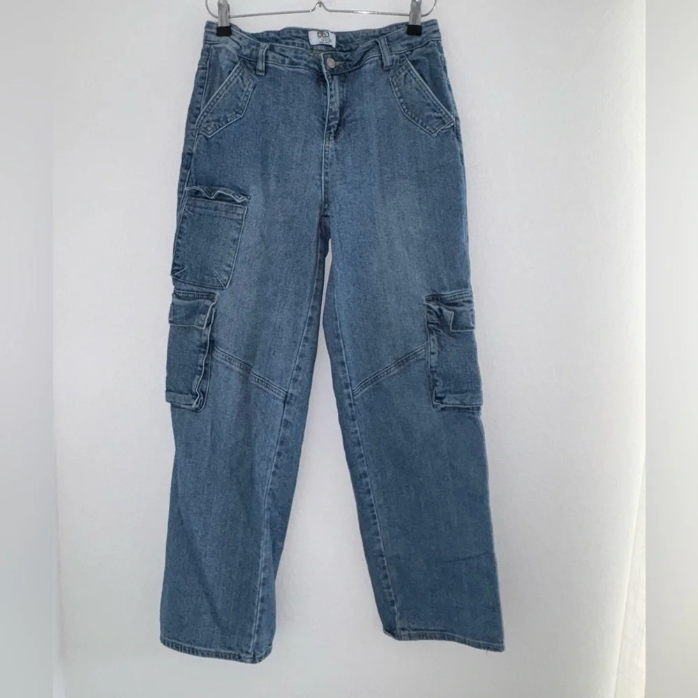 BBJ Women’s Wide Leg Cargo Denim Pocket Jeans